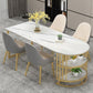 White Stone Top Dinner Room Kitchen Table Modern Metal Base Dinner Table Clearhalo 'Dining Tables & Seating' 'Dining Tables' 'dining_table' 'furn' 'furn_dining_table' 'Furniture' 'furniture_dining_table' 'Kitchen & Dining Furniture' 'kitchen' 'kitchen_dining_table' 1200x1200_c0add86b-f21c-4147-9fcc-ab747586b323