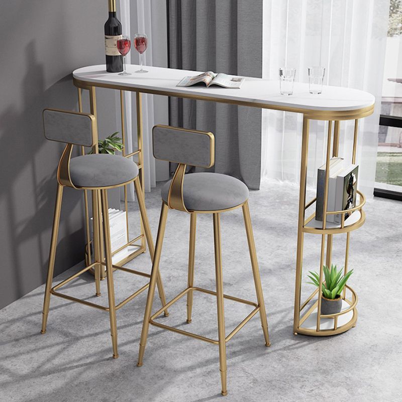 Traditional Luxury Stone Bar Dining Table Oval Bar Table with Double Pedestal