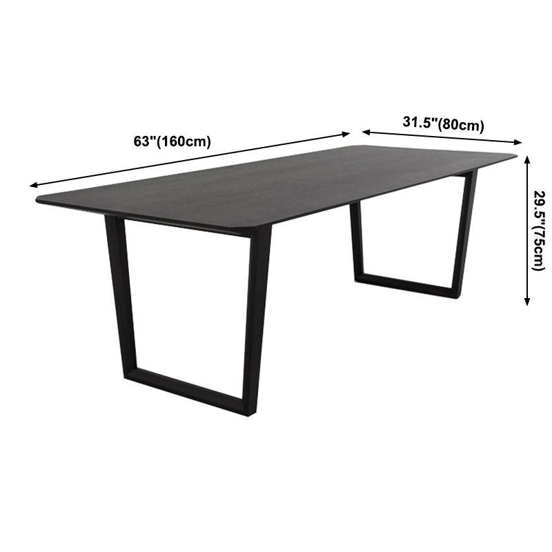 Rectangle Black Dining Table Wooden Table Industrial with Double Pedestal Clearhalo ' dining_table' 'Dining Tables & Seating' 'Dining Tables' 'furn' 'furn_dining_table' 'Furniture' 'furniture_dining_table' 'Kitchen & Dining Furniture' 'kitchen&dining_furn' 'kitchen' 'kitchen_dining_table' 1200x1200_c0b03dde-4a93-4e07-a5e7-6d3349b53e09