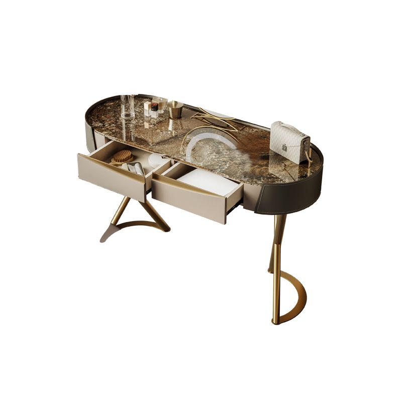 Glam Dressing Table Lighted Mirror 2-Drawer Bedroom Make-up Vanity