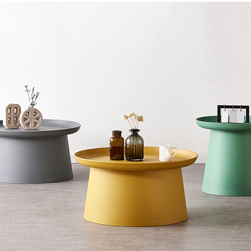 Round Pedestal 1 Coffee Table in Macaroon,  Modern Plastic Table