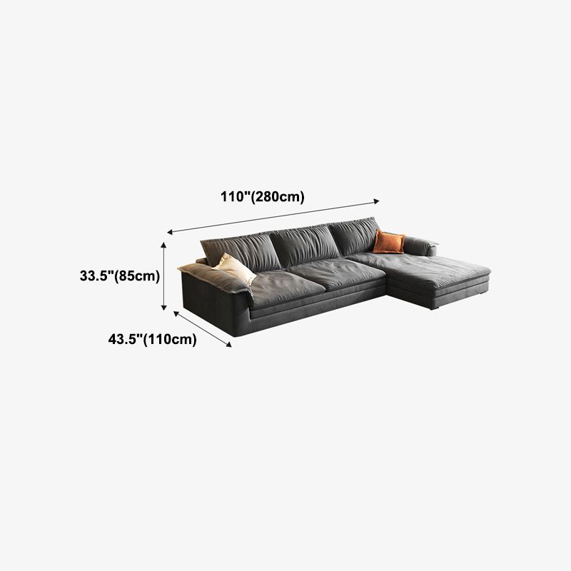 Dark Gray Faux Leather Sofa/Sectional Stain-Resistant Sofa for Living Room