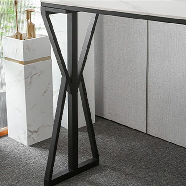 Modern Bar Dining Table Rectangle Bar Height Table with Double Pedestal in Black Clearhalo 'Bar Furniture' 'Bar Tables' 'bar_tables' 'furn' 'furn_bar_tables' 'Furniture' 'furniture_bar_tables' 'Kitchen & Dining Furniture' 1200x1200_c0b6436a-8cae-4e80-ad6f-4effbca0ad99
