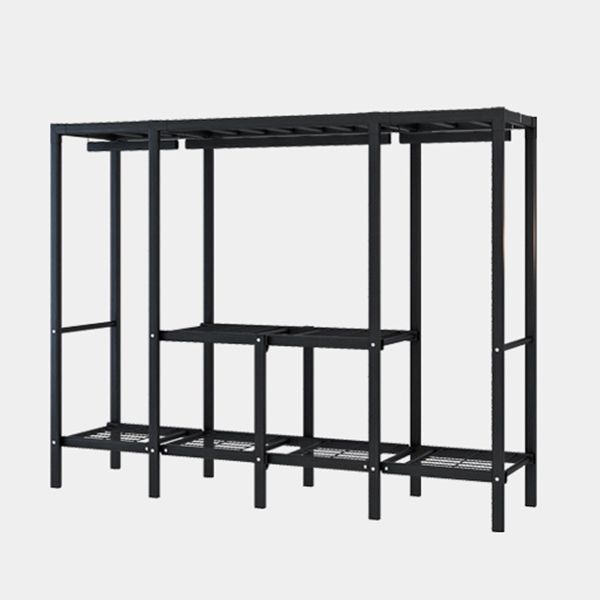 Black Steel Frame Wardrobe Contemporary Folding Wardrobe Armoire Clearhalo 'Armoires & Wardrobes' 'armoires_wardrobes' 'Bedroom Furniture' 'furn' 'furn_armoires_wardrobes' 'Furniture' 1200x1200_c0b6b83b-5437-4661-aced-308151fe38ee
