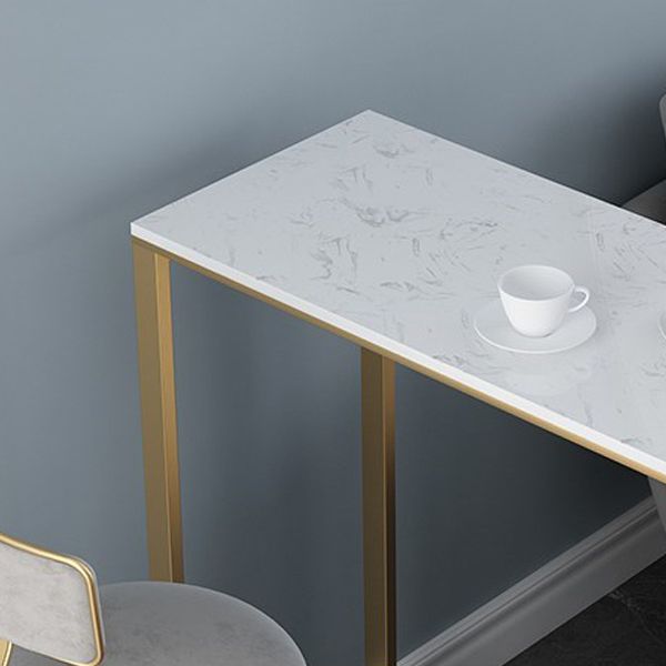 Tavolo da bancone in marmo Glam con tavolo rettangolare con doppio piedistallo - 41,3" H