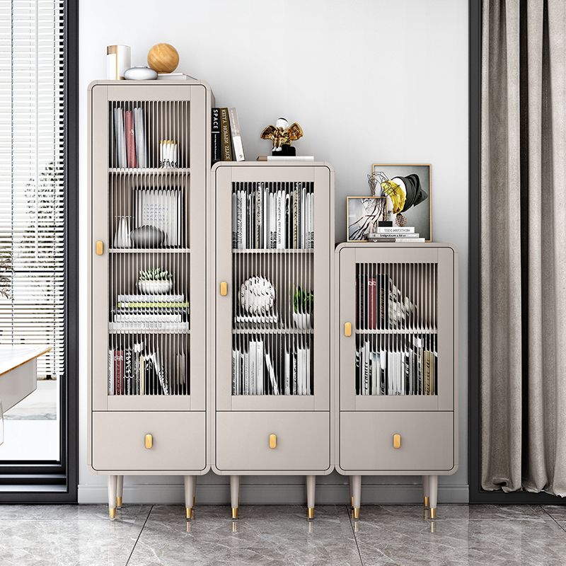 Modern Engineered Wood Bookcase Standard Closed Back Bookshelf with Doors