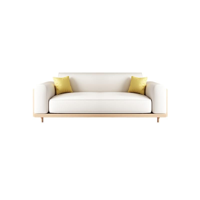 Contemporary White Cushions Standard Square Arm Slipcovered Sofa