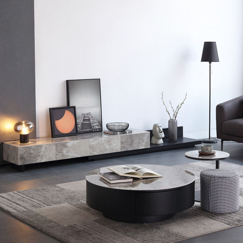 Stone Media Console Contemporary TV Media Console with 4 Drawers Clearhalo 'furn' 'furn_tv_stands_entertainment_centers' 'Furniture' 'Living Room Furniture' 'TV Stands & Entertainment Centers' 'TV Stands & Media Storage Furniture' 'tv_stands_entertainment_centers' 1200x1200_c0bc5057-dcb2-4467-b92d-add2d5714d93