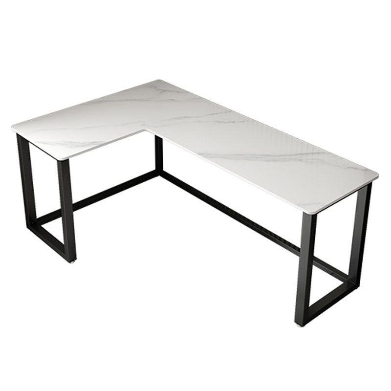 Scrivania per uffici a forma di L in stile moderno Sinterita scritta in pietra senza scaffale