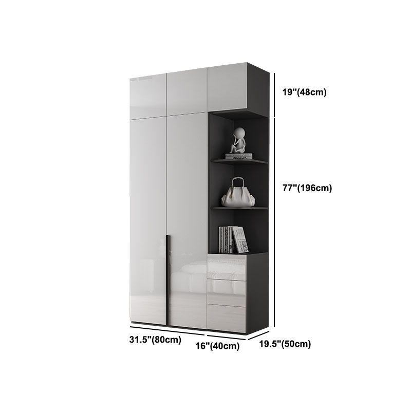 Contemporary Style Wood Wardrobe White Colour Soft Close Door Wardrobe Closet for Home