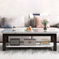Table de cocktail rectangulaire à 4 pieds, table basse simple contemporaine avec étagère