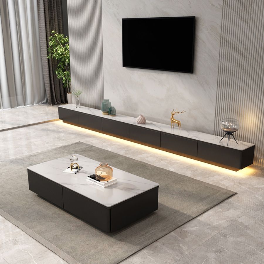 Consola de stand de TV Stone Consola contemporánea de medios para sala de estar