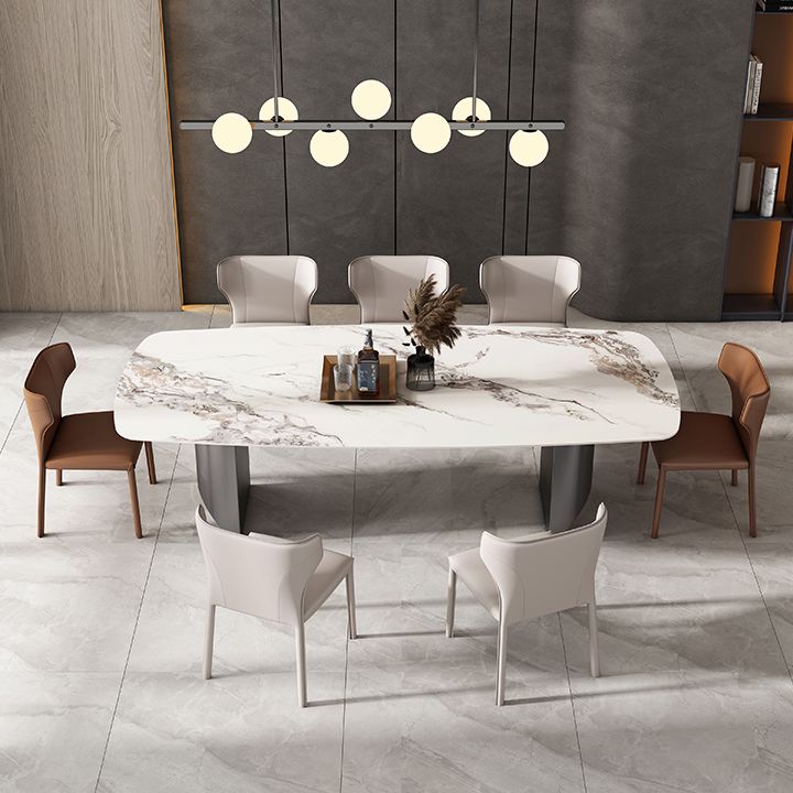 Minimalist Style Dining Table Set with Rectangle Shape Table and Upholstery Chairs Clearhalo 'Dining Room Sets' 'Dining Tables & Seating' 'dining_room_set' 'furn' 'furn_dining_room_set' 'Furniture' 'furniture_dining_room_set' 'Kitchen & Dining Furniture' 'kitchen&dining_furn' 'kitchen' 1200x1200_c0bfb433-a5db-4c4b-b0f0-1b75584a37a2