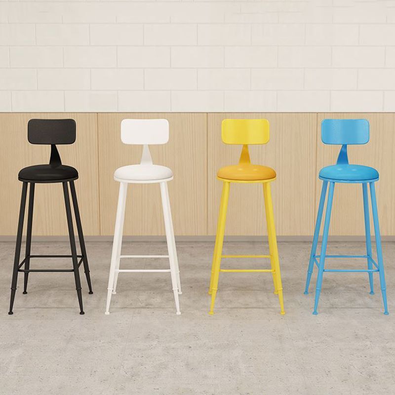 Nordic Armless Backrest Counter Stool Iron Bar Stool with Cushion and Pedal for Cafe Clearhalo 'Bar Furniture' 'Bar Stools' 'bar_stools' 'furn' 'furn_bar_stools' 'Furniture' 'Kitchen & Dining Furniture' 1200x1200_c0c03fbd-70ef-4268-a723-9401940a26f9