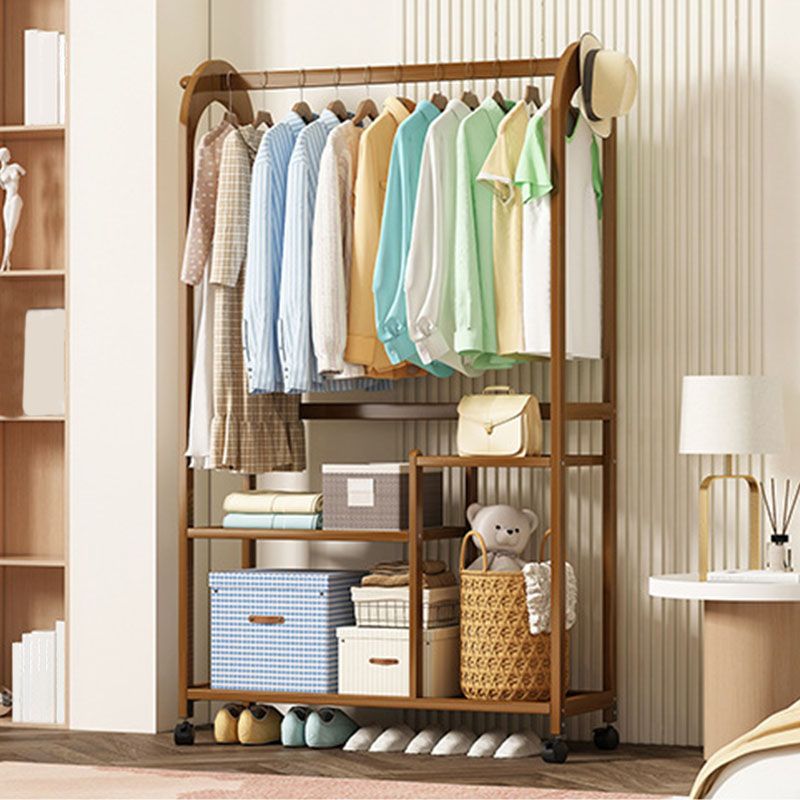 Colgador de madera estilo moderno estilo de pelaje para el suelo minimalista con polea