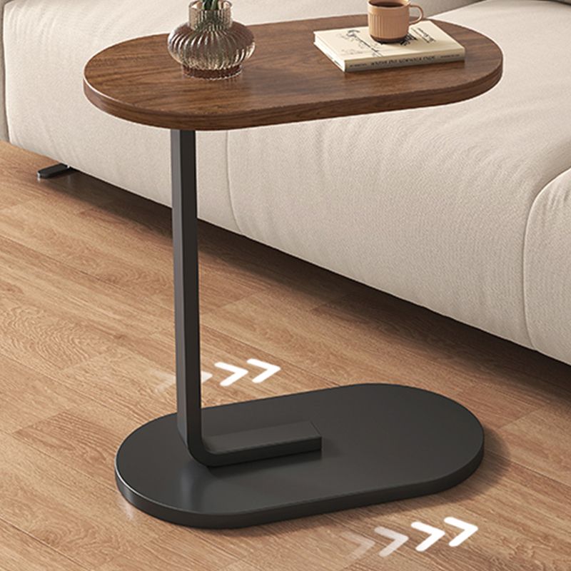 24.8" Tall C-shape End Table Wooden Accent Side Table for Living Room