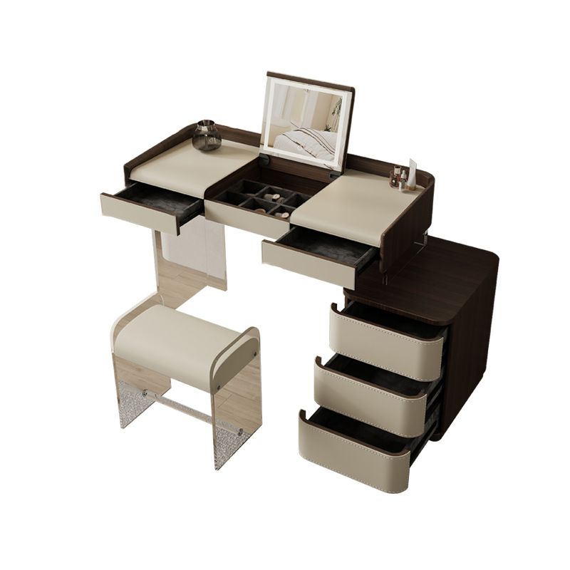Modern Bedroom Makeup Vanity Desk Faux Leather Vanity Dressing Table