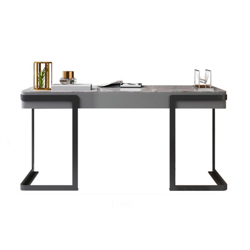 Scrivania per ufficio in acciaio Home Office 29.5 "H moderno scrittura di scrittura grigia con cassetti