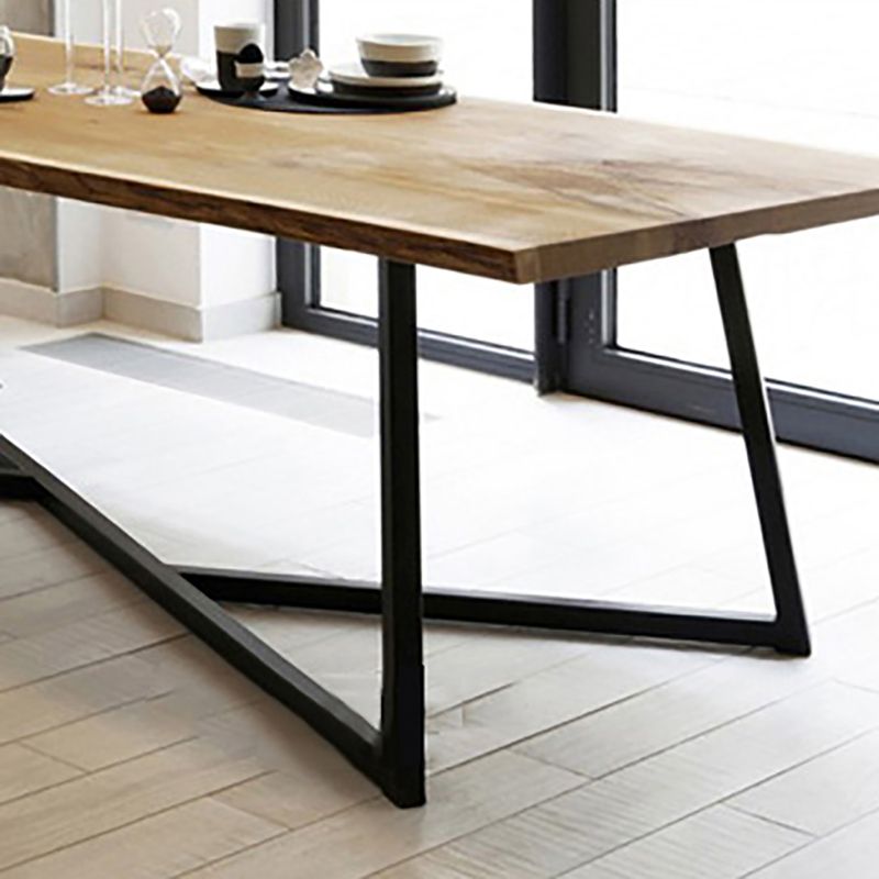 Industrial Solid Wood Table for Restaurant Rectangle Dining Table with Trestle Base Clearhalo 'Dining Tables & Seating' 'Dining Tables' 'dining_table' 'furn' 'furn_dining_table' 'Furniture' 'furniture_dining_table' 'Kitchen & Dining Furniture' 1200x1200_c0cb6c2e-5269-4a59-af76-99c4c27b5859