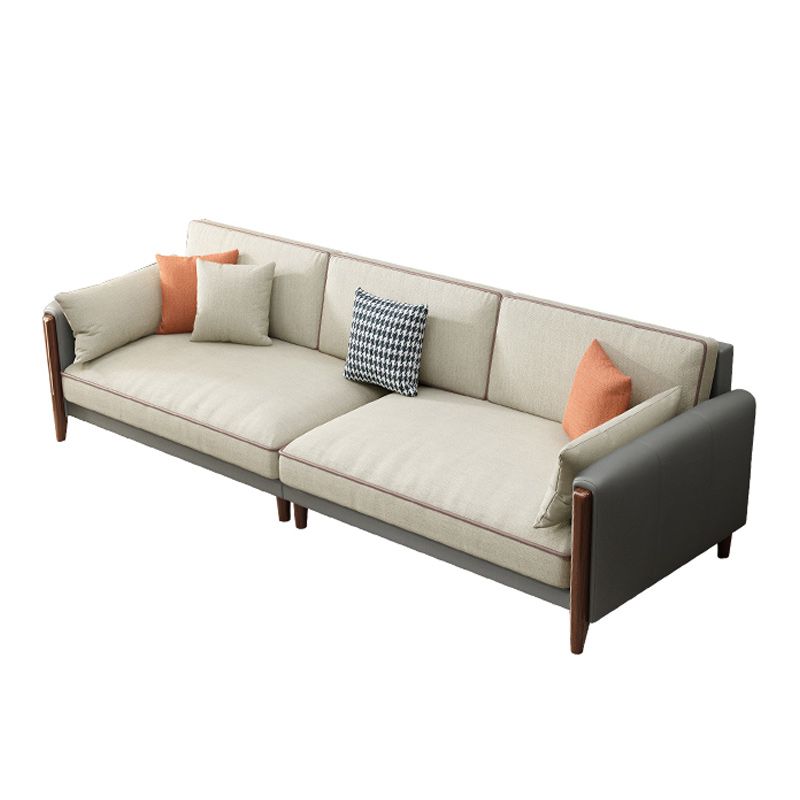 Greamy-White 35" High Contemporary Square Arm Standard Sofa with Loose Back Clearhalo 'furn' 'furn_sofas' 'Furniture' 'furniture_sofas' 'Living Room Furniture' 'Sofa' 'sofas' 1200x1200_c0cbae4a-262f-45bd-8b4c-32eb806712d3