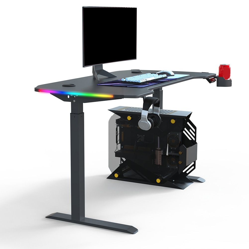 Escritorio de juego contemporáneo para oficina de 24 "w x 29" H escritorio rectangular en negro/negro