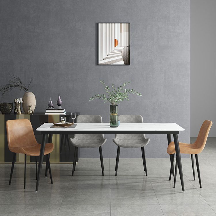 Industrial Sintered Stone Dining Table 4 Legs Metallic Base Rectangle Table for Home Clearhalo ' dining_table' 'Dining Tables & Seating' 'Dining Tables' 'furn' 'furn_dining_table' 'Furniture' 'furniture_dining_table' 'Kitchen & Dining Furniture' 'kitchen&dining_furn' 'kitchen' 'kitchen_dining_table' 1200x1200_c0cddbe1-a9d8-4d6e-bf4e-35277bd4c57e
