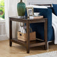 Traditional Rectangular Double Tier Side Table Wood 4 Legs End Table with Shelf