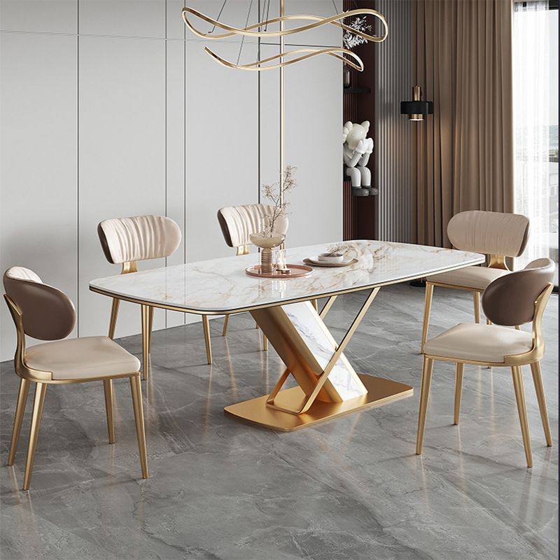 Glam Open Back Dining Chair Gold Legs Dining Room Side Chair Clearhalo 'Dining Chairs' 'Dining Tables & Seating' 'dining_chair' 'furn' 'furn_dining_chair' 'Furniture' 'Kitchen & Dining Furniture' 1200x1200_c0cf8a70-5baa-4d11-9dff-a98d6f30c30d