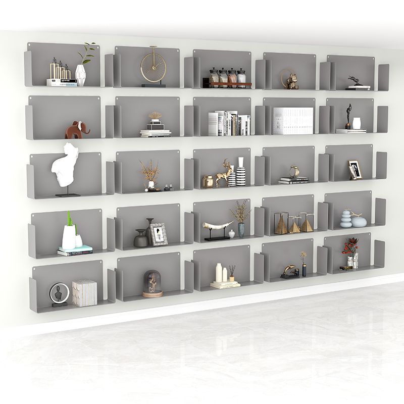 Metal Closed Back Bookshelf Contemporary Floating Bookcase with Shelves