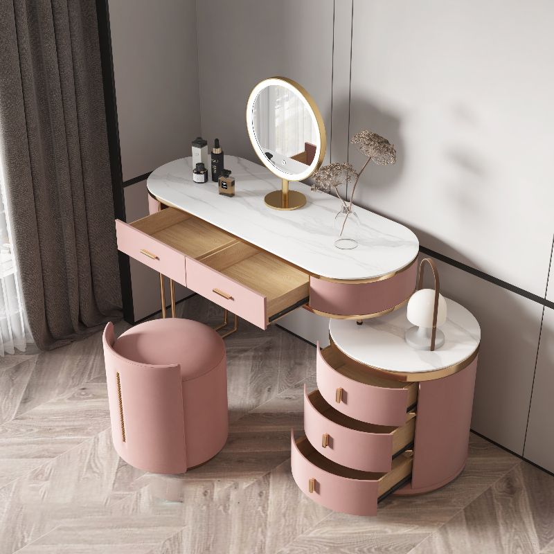 29.52 "Altura Top de pizarra rosa con tocador de maquillaje de cajones