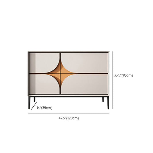 Scheda laterale in legno di credenza in stile glam con cassetti e armadi