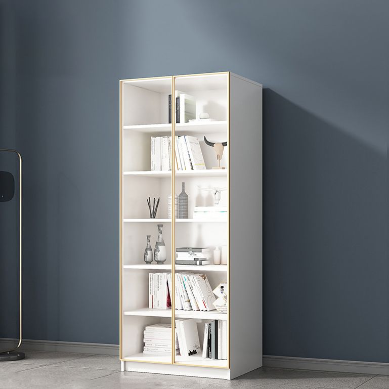 Modern Engineered Wood Bookshelf Standard Closed Back Vertical Bookcase with Doors