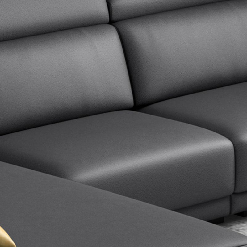 Modern Faux Leather Pillow Top Arm Sectional Stain-Resistant Sofa with Removable Cushions Clearhalo 'furn' 'furn_sectionals' 'Furniture' 'furniture_sectionals' 'Living Room Furniture' 'Sectionals' 1200x1200_c0d1d6c3-d724-450a-9ca5-20c973f22553