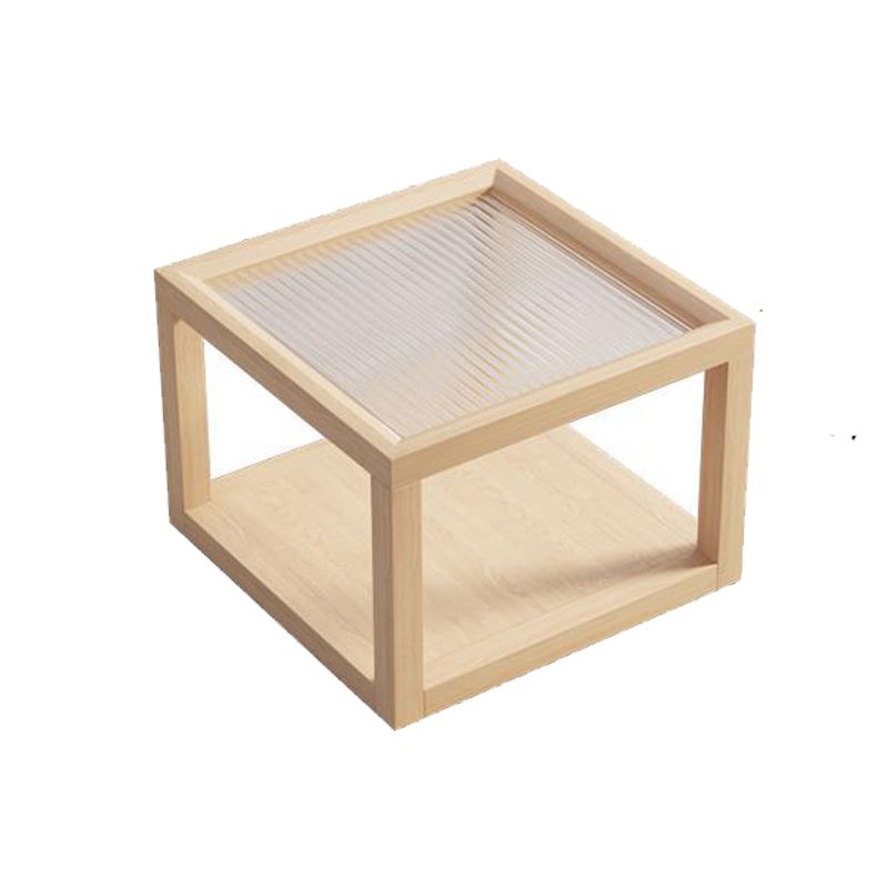 Contemporary Rectangle Coffee Table with Glass Top and Pine Wood Base Clearhalo 'Coffee & Accent Tables' 'Coffee Tables' 'coffee_tables' 'furn' 'furn_coffee_tables' 'Furniture' 'Living Room Furniture' 1200x1200_c0d225e9-9baa-4d8c-b26b-716a93e3cd92
