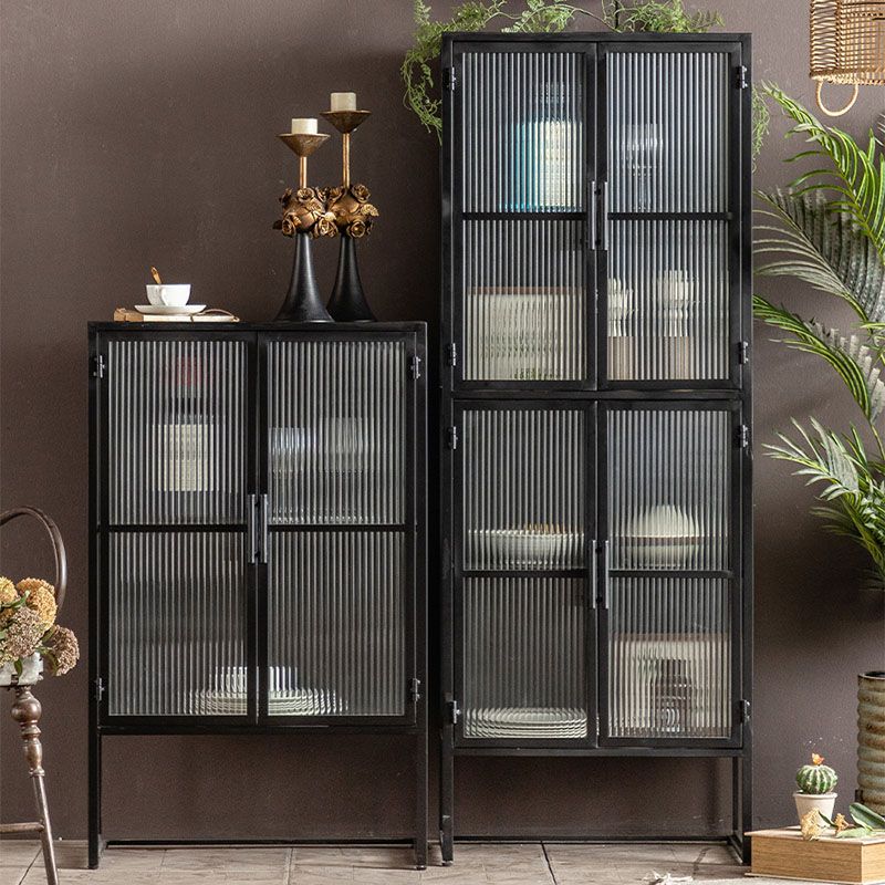 Puerto de vidrio de estilo contemporáneo aparador de buffet de metal para el hogar