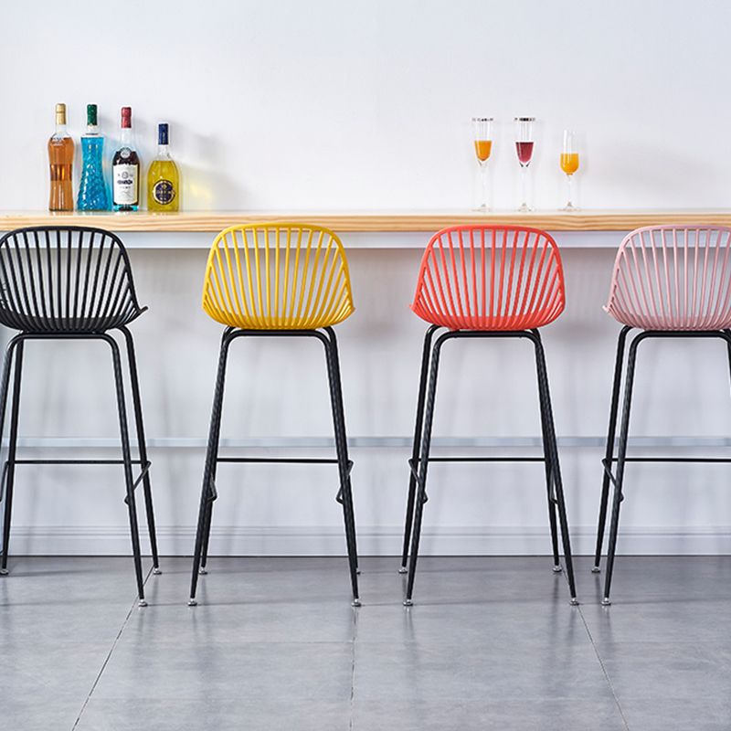 Contemporary Bucket Low Back Armless Bar Stools with Metal Base