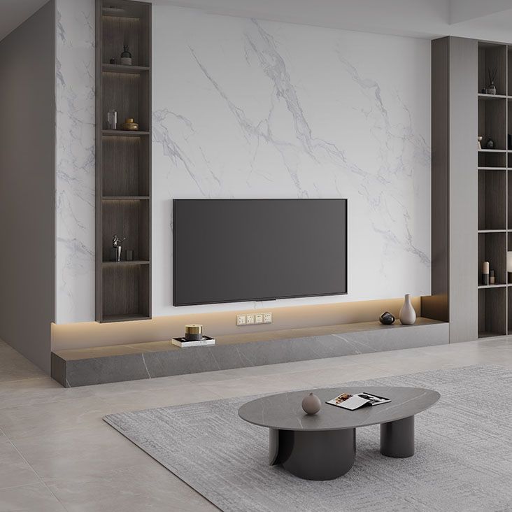 Stone Media Console Contemporary Gray TV Stand Console with Drawers Clearhalo 'furn' 'furn_tv_stands_entertainment_centers' 'Furniture' 'Living Room Furniture' 'TV Stands & Entertainment Centers' 'TV Stands & Media Storage Furniture' 'tv_stands_entertainment_centers' 1200x1200_c0d62175-f5a7-49b5-af86-3fc072753157