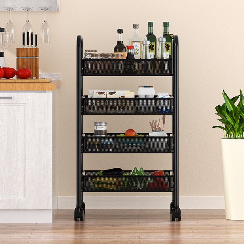 Metal Dining Room Prep Table Open Shelves Rolling Kitchen Trolley Clearhalo 'furn' 'furn_kitchen_islands_carts' 'Furniture' 'Kitchen & Dining Furniture' 'Kitchen Islands & Carts' 'kitchen_islands_carts' 1200x1200_c0d78392-ea77-4b51-8650-f80876432ac6