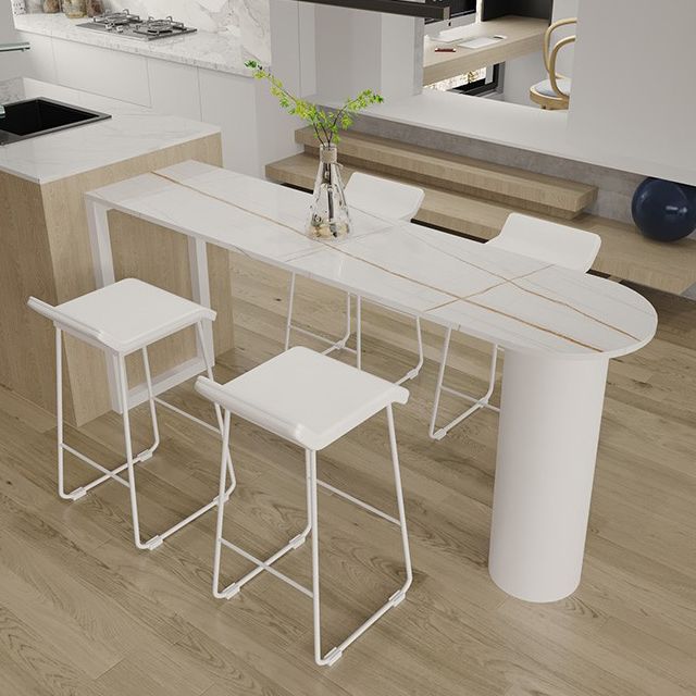 Marble Modern Double pedestal Patio Bar Table Indoor Bistro Bar Height Cocktail Table Clearhalo 'Bar Furniture' 'Bar Tables' 'bar_tables' 'furn' 'furn_bar_tables' 'Furniture' 'furniture_bar_tables' 'Kitchen & Dining Furniture' 1200x1200_c0dad87c-3802-4797-a2d7-03d163fe4893