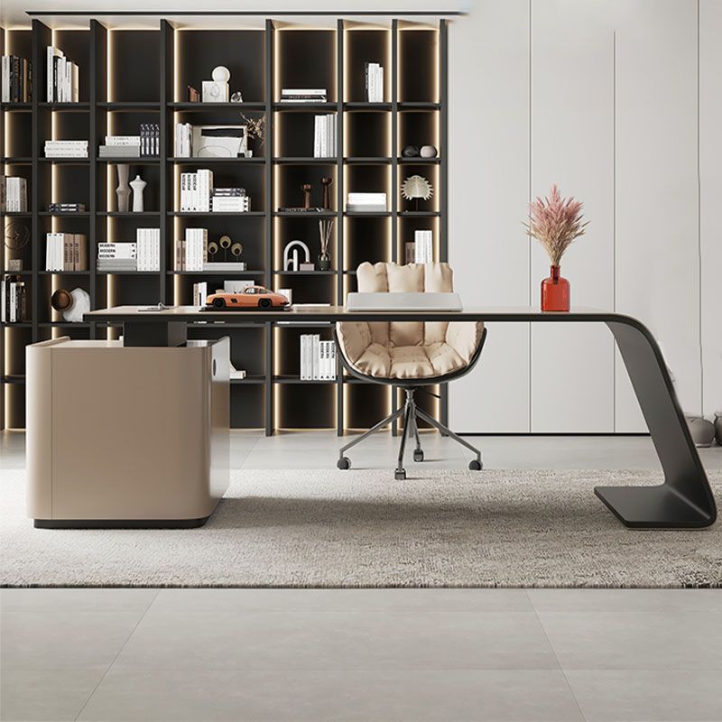 Rectangular Shaped Office Desk Wood with 3 Drawers for Office Clearhalo 'furn' 'furn_office_desk' 'Furniture' 'Office Desks' 'Office Furniture' 'office_desk' 1200x1200_c0db122d-cf8c-44fa-9514-cb7158b667ba