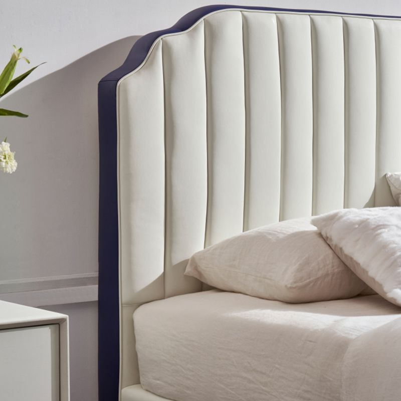 Stepped Glam Standard Bed Beige with Headboard Bed Frame Panel Clearhalo 'Bedroom Furniture' 'Beds' 'furn' 'furn_beds' 'Furniture' 1200x1200_c0dca4c8-0d03-4068-9c12-fa77da4387dc