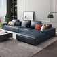 Loose Back Faux Ledersofa mit Chaise Square Arm Sofa - 70,87 "D.