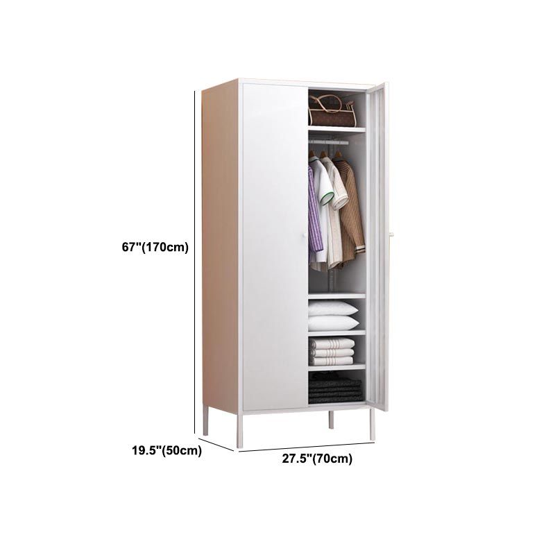 White Steel Wardrobe Cabinet with Adjustable Shelves Modern Wardrobe Closet Clearhalo 'Armoires & Wardrobes' 'armoires_wardrobes' 'Bedroom Furniture' 'furn' 'furn_armoires_wardrobes' 'Furniture' 1200x1200_c0df2d2f-3d9b-4fa1-8e2b-bf4fc688dc85