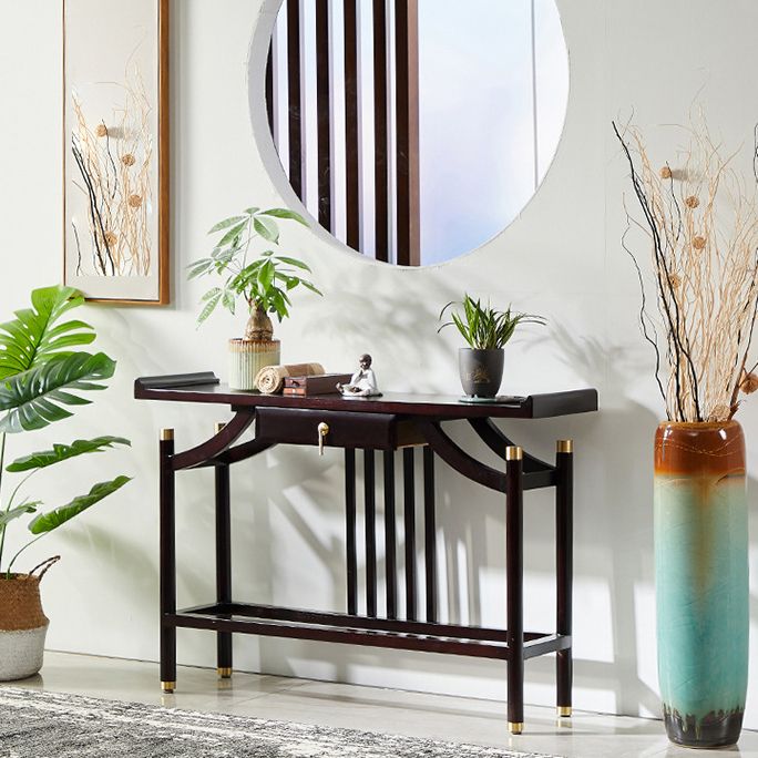 Vaste houten rechthoekige console tabel 31,5-inch hoge accenttafel met plank