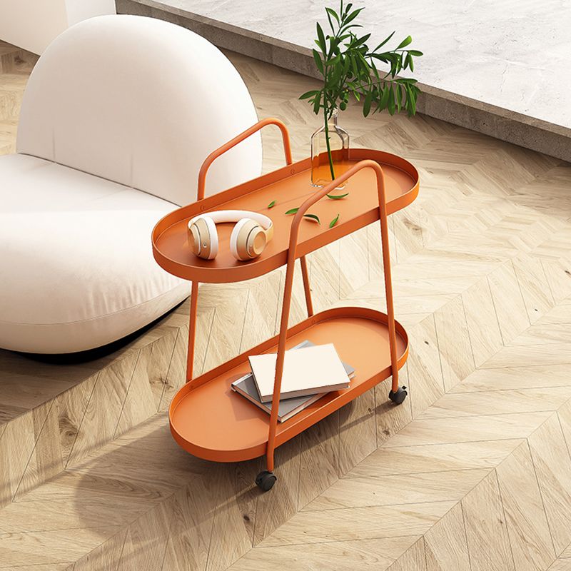 Oval 2-Tier End Table with Casters Mid-Century Modern Metal Side Table Clearhalo 'Coffee & Accent Tables' 'End & Side Tables' 'end_side_tables' 'furn' 'furn_end_side_tables' 'Furniture' 'Living Room Furniture' 1200x1200_c0df770b-855d-4056-9af3-64f26f6ea71c