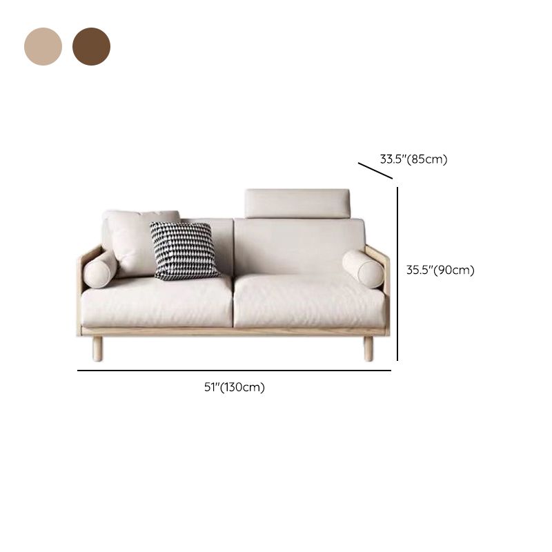 Zeitgenössisches Sofa mit losen Rücken und Kissen in Leinen und festem Holz