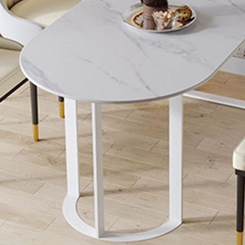 Free Form Sintered Stone Top Table for Restaurant Luxury Dining Table with Double Pedestal Clearhalo 'Dining Tables & Seating' 'Dining Tables' 'dining_table' 'furn' 'furn_dining_table' 'Furniture' 'furniture_dining_table' 'Kitchen & Dining Furniture' 'kitchen' 'kitchen_dining_table' 1200x1200_c0e10045-25ca-46a2-8d99-c284cc6bec33