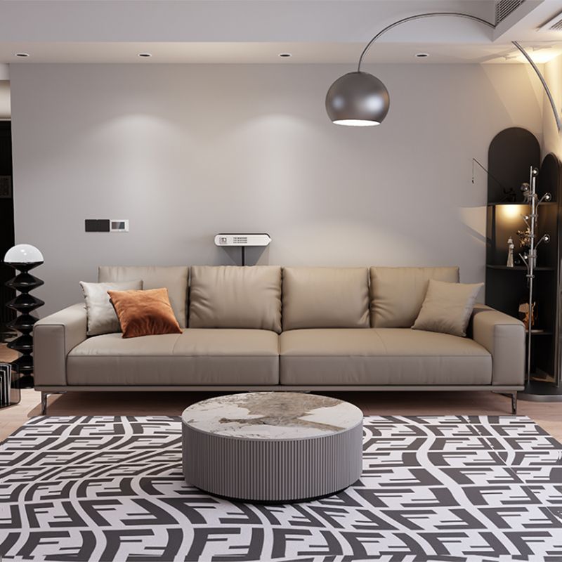 Mid secolo moderno vera pelle cuscini bianchi cuscini a braccio quadrato salotto