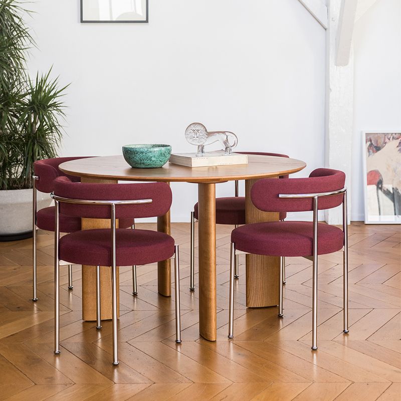 Silla de comedor tapizada con respaldo abierto de estilo moderno, silla lateral para interior