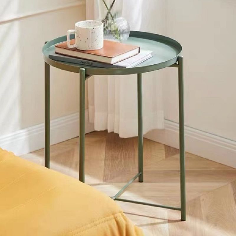 Mid-Century Round Tray Top Side Table Metal Cross Legs End Table Clearhalo 'Coffee & Accent Tables' 'End & Side Tables' 'end_side_tables' 'furn' 'furn_end_side_tables' 'Furniture' 'Living Room Furniture' 1200x1200_c0e5e5fc-2ddd-4b35-bf04-67013d55d673